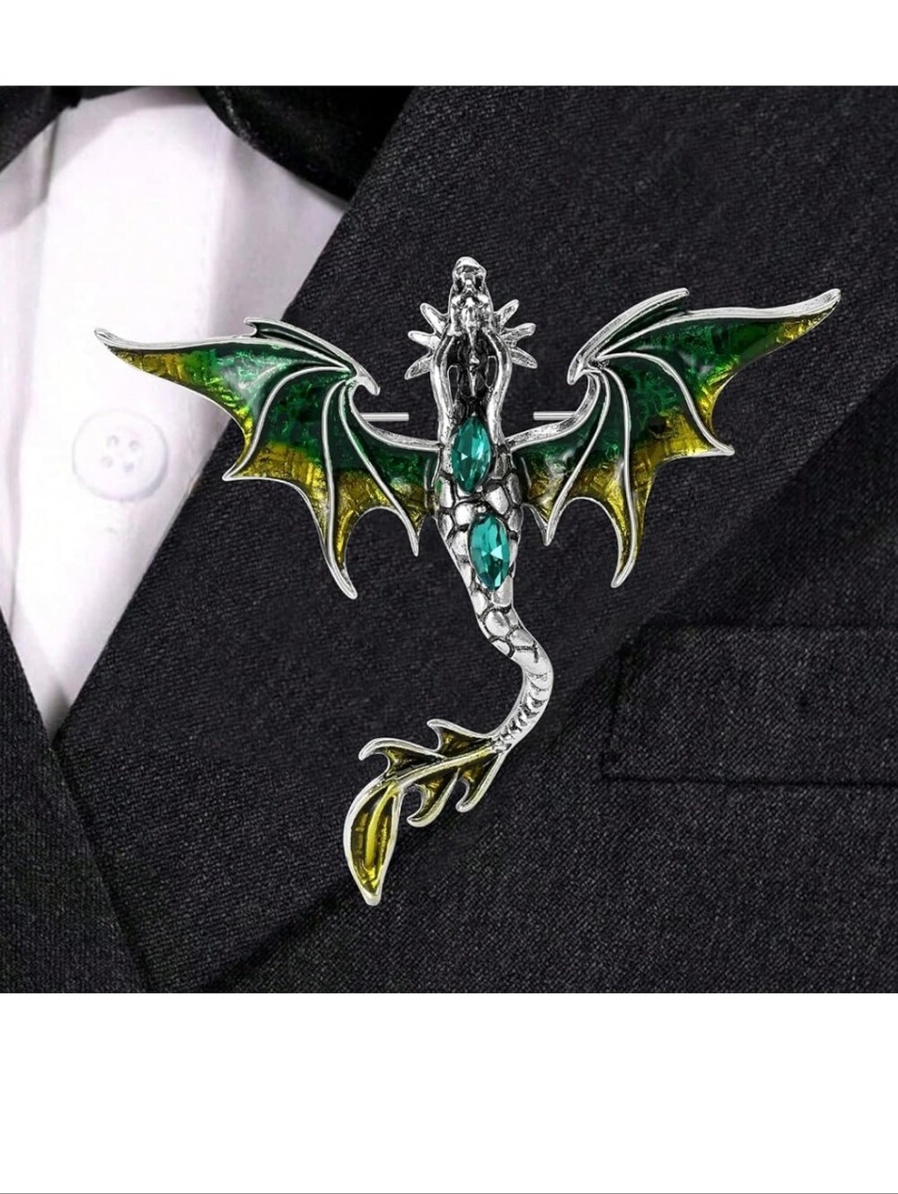 Green Dragon Lapel Pin Brooch for Men - Decorative Accessory
